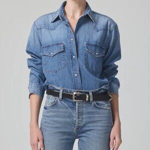 Citizens of Humanity - Cropped Western Shirt in Carolina Blue